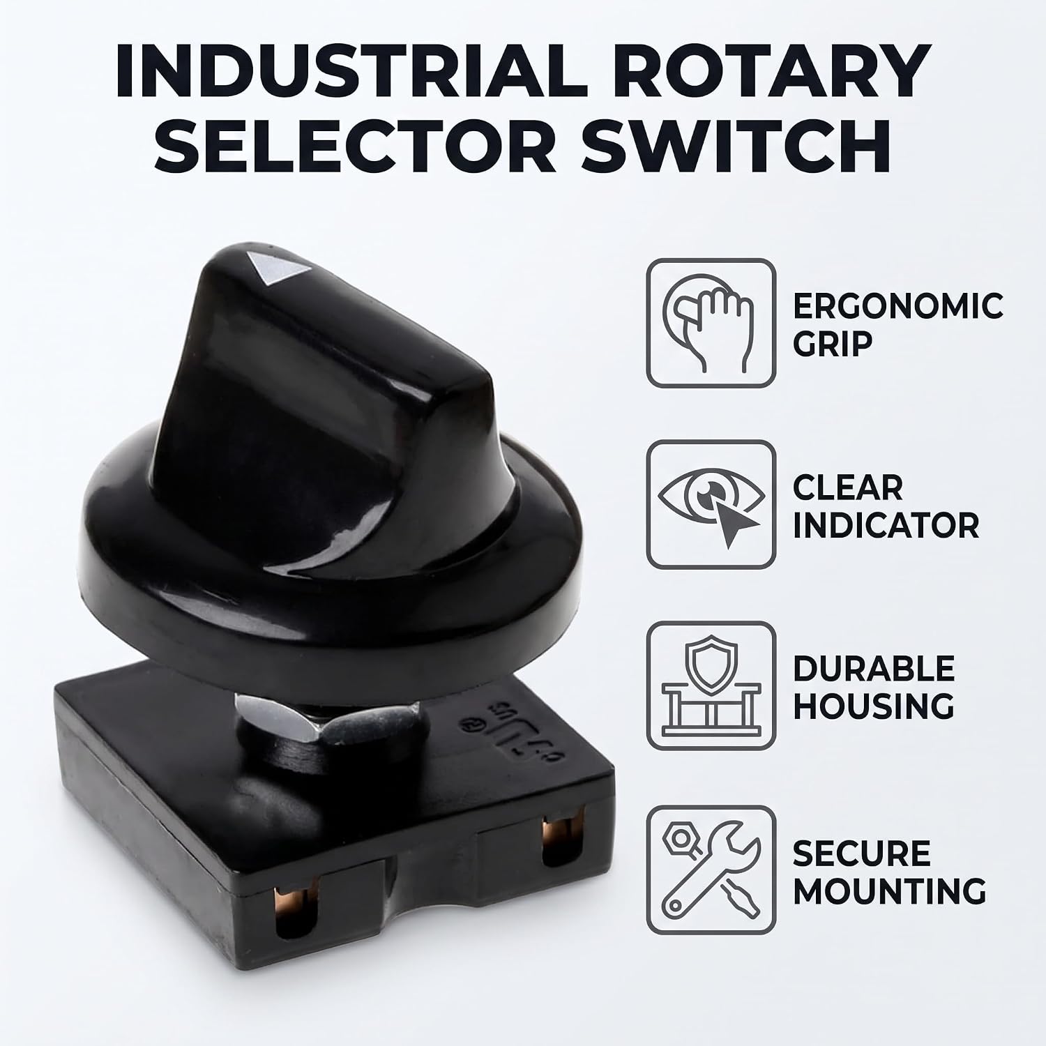 Black 13A-125V/10A-250V Rotary Switch 4-Position 3-Speed Universal Speed Selector Heater Rotary Switch with Knob，Industrial Switches