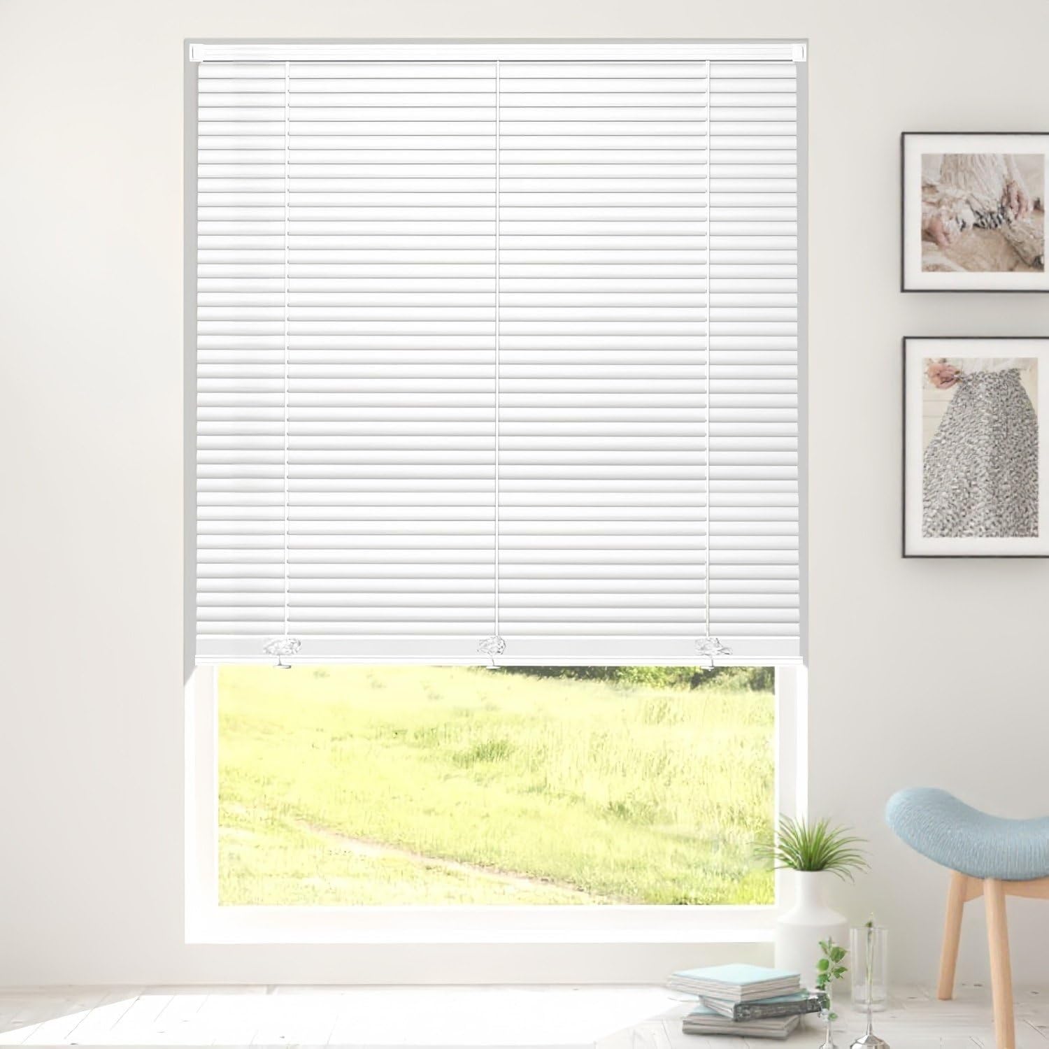 Cordless Aluminum Blinds 1" Vinyl Horizontal Blinds Light Filtering Blinds for Windows, Blinds and Shades for Windows White 40 1/2" W x 36" H