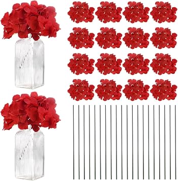M METERXITY 66-Pack Silk Hydrangea Flowers, Artificial Full Hydrangea Flowers Heads with 66pcs Stems for Home Decor/Wedding/Christmas/DIY/Party/Garden [Red]