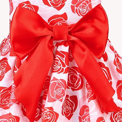 Miniatura 11 de PUPTECK Vestido de Navidad para perro, disfraz de cachorro, ropa para perros pequeños con falda de lazo, pijama Rojo (Navidad)