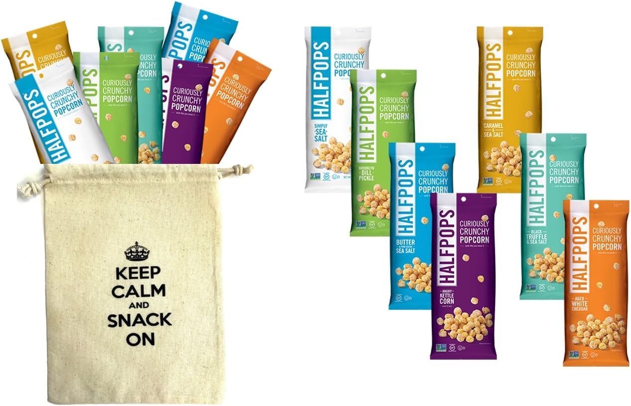 Halfpops Gluten Free Non-GMO Curiously Crunchy Popcorn 1.4oz 7 Flavor Variety Each 2 (Pack of 14)