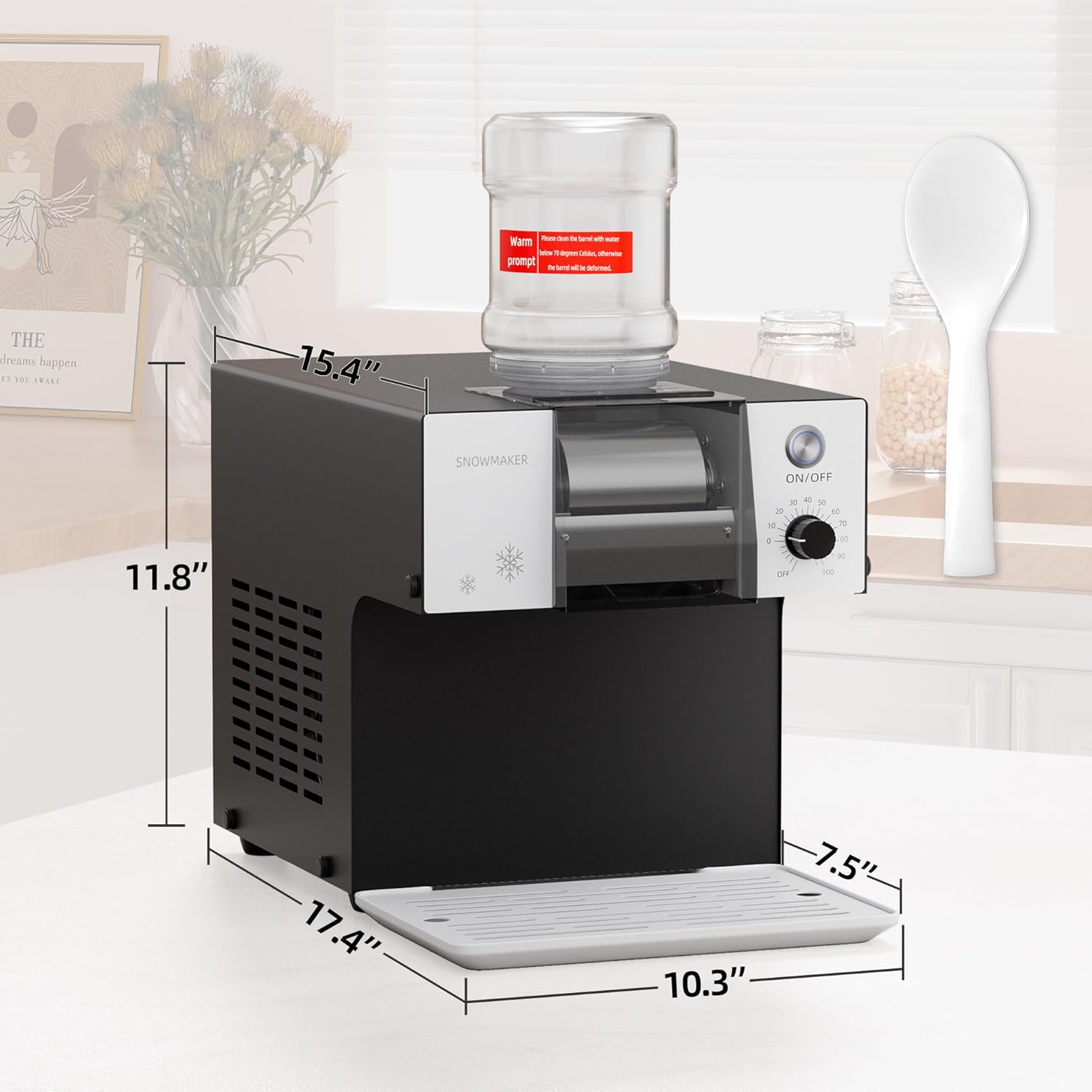 VNN Slushie Machine - 150LBS/24H Commercial Shaved Ice Machine, Snowflake Ice Machine, Instant Snowflake Ice from Your Favorite Drinks