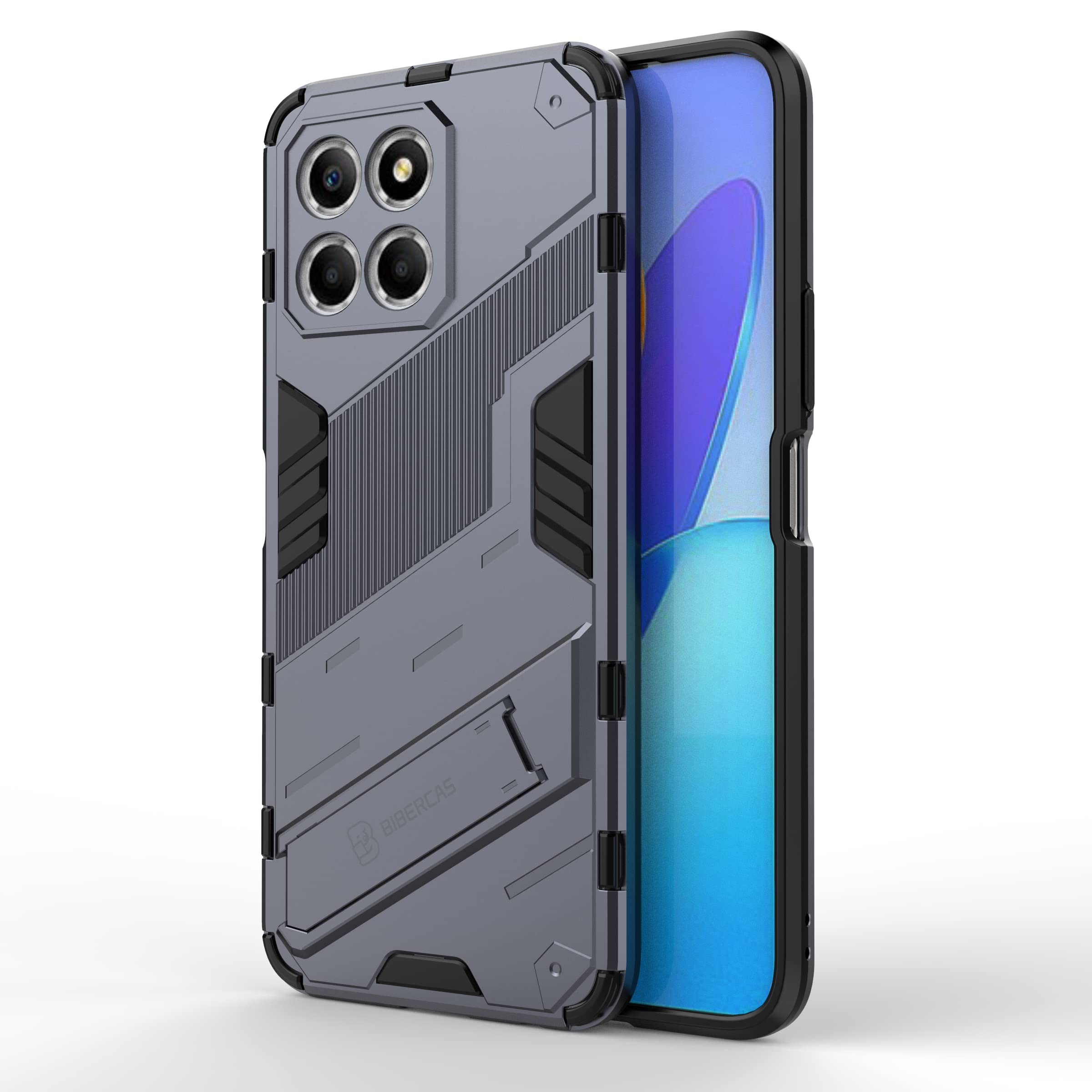 XINYEXIN Cover per Honor X8 5G / Honor X6 (6.5), Custodia Grado Militare con Funzione di Supporto Verticale e Orizzontale, PC+TPU Bumper Silicone Antiurto Case - Nero