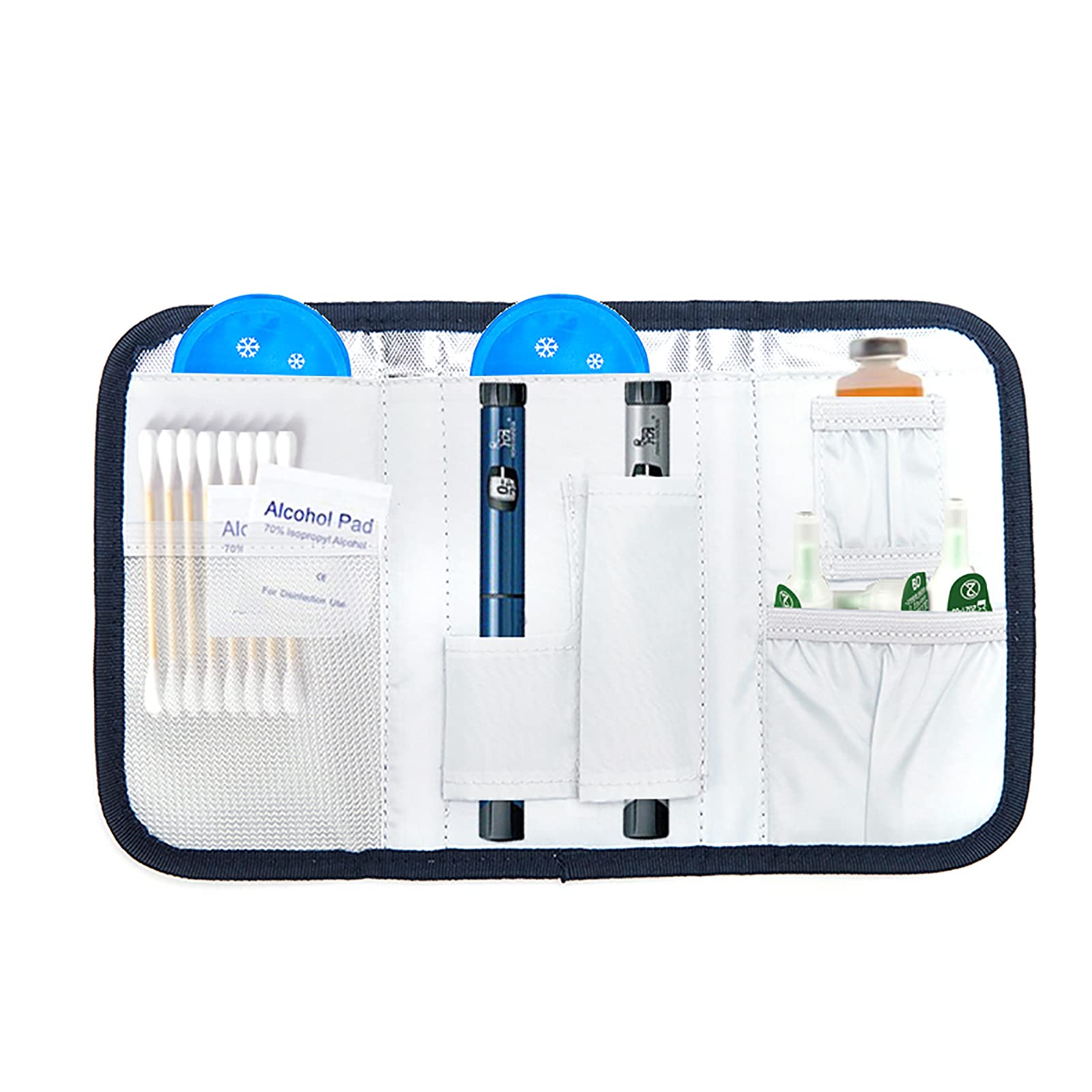 Kühlschrank-Insulin-Kühltasche, wasserdicht, tragbar, medizinische Organisationstasche für Diabetiker, mit 2 Eisbeutelkühlern, für Insulinstift, Blutzuckermessgerät und Diabetikerbedarf