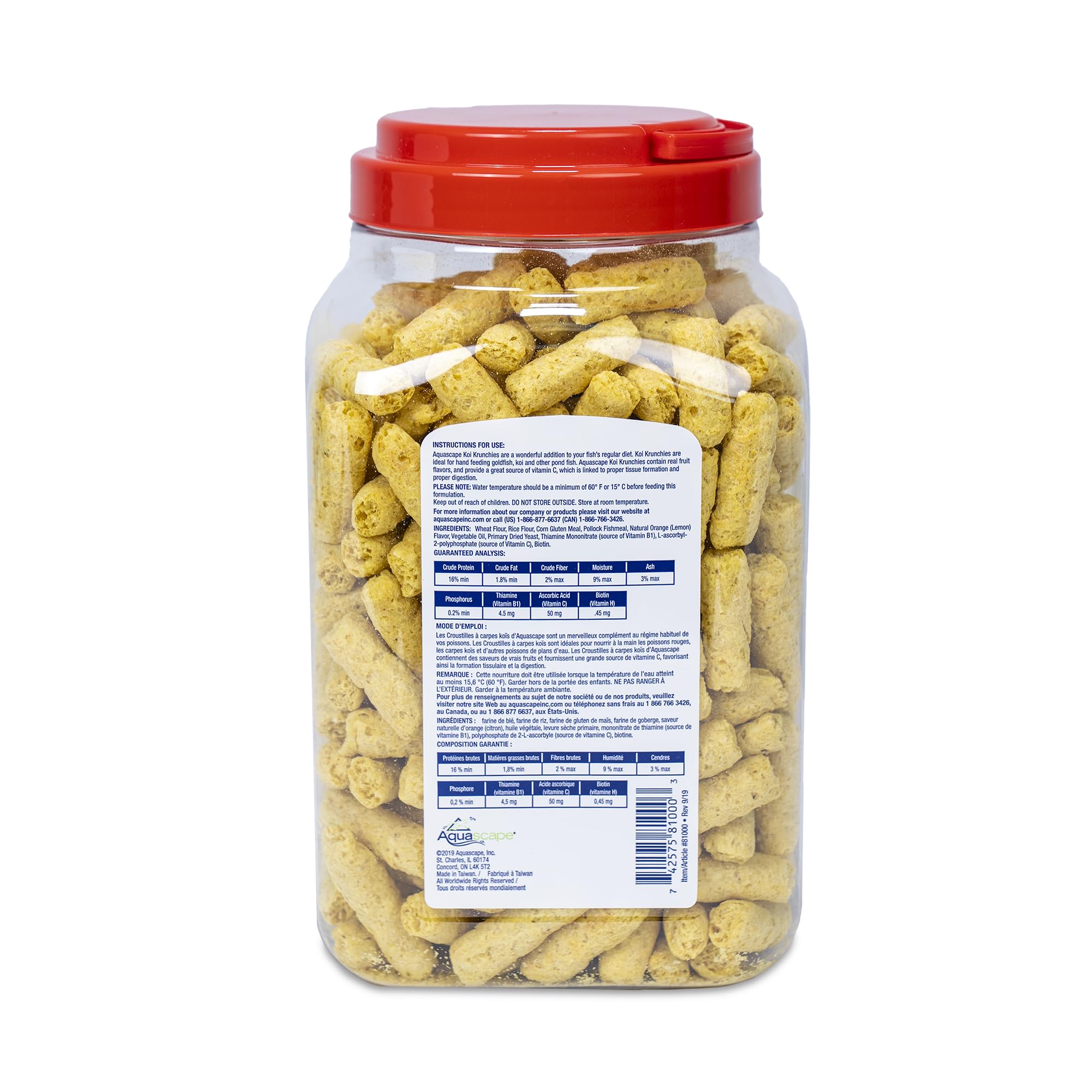 Aquascape Koi Krunchies - Comida para Peces, Alimentos para Manos, Flotante, sabores cítricos Naturales, Vitamina C, 14,1 onzas 81000