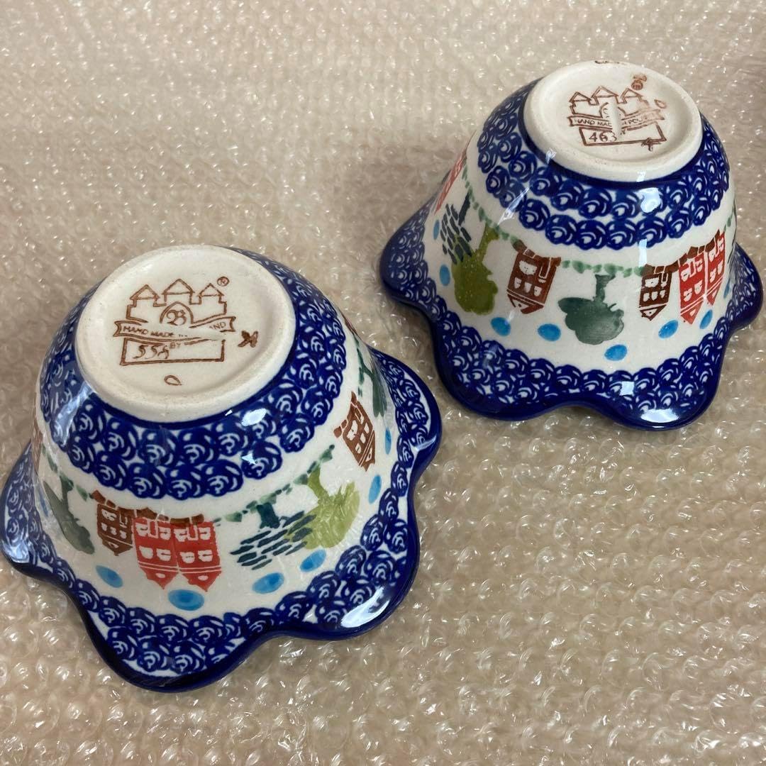 ポーリッシュポタリー Artystyczna プレート フリルボウル 2点セット