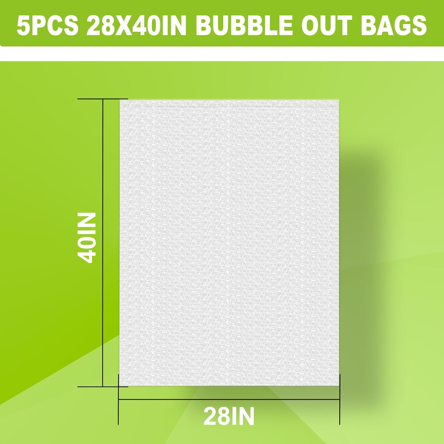 Bubble Pouches Wrap, Clear Not Self-Seal Bubble Out Bags with Double Walled Cushioning, Ideal for Packing, Shipping, Storage, Moving (5PCS-28x40Inches)