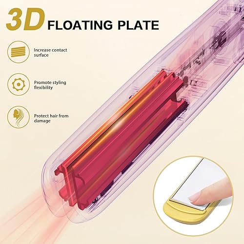 Miniatura 5 de Plancha y rizador de pelo de titanio 2 en 1 con doble voltaje, apagado automático