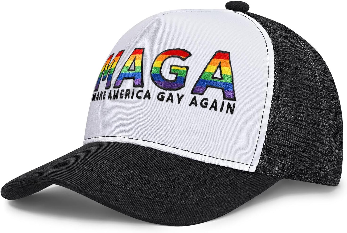 Gay Pride Rainbow Trucker Hat for Men and Women LGBT Embroidered Adjustable Washable LGBTQ Baseball Cap Gifts