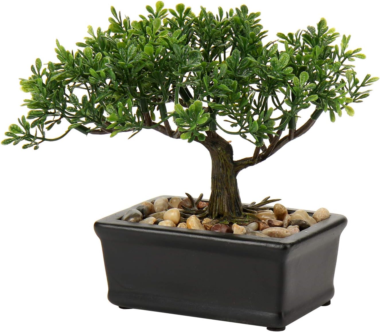 Briful Bonsai Tree, Fake Plants Ceramic Potted Tree Artificial Japanese Cedar Bonsai Tree Decoration for Home Desk Office Bathroom Kitchen Farmhouse Indoor/Outdoor (Bonsai Tree #02)