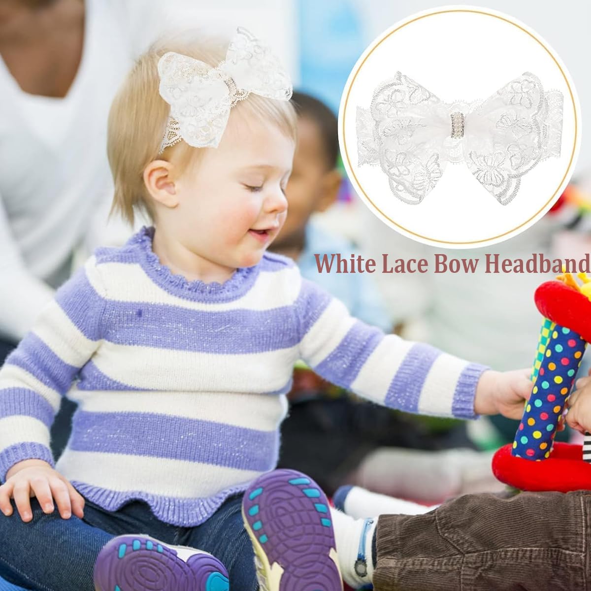 Set Da 4 Fascette Per Neonata Con Fiocco – Elastiche E Morbide, Per Battesimo, Foto E Feste, In Colori Pastello