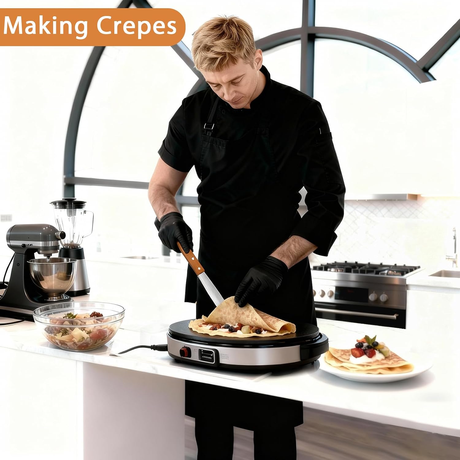 Lilithye Crepe Spreader and Spatula Kit Stainless Steel Crepe Spreader Tool
