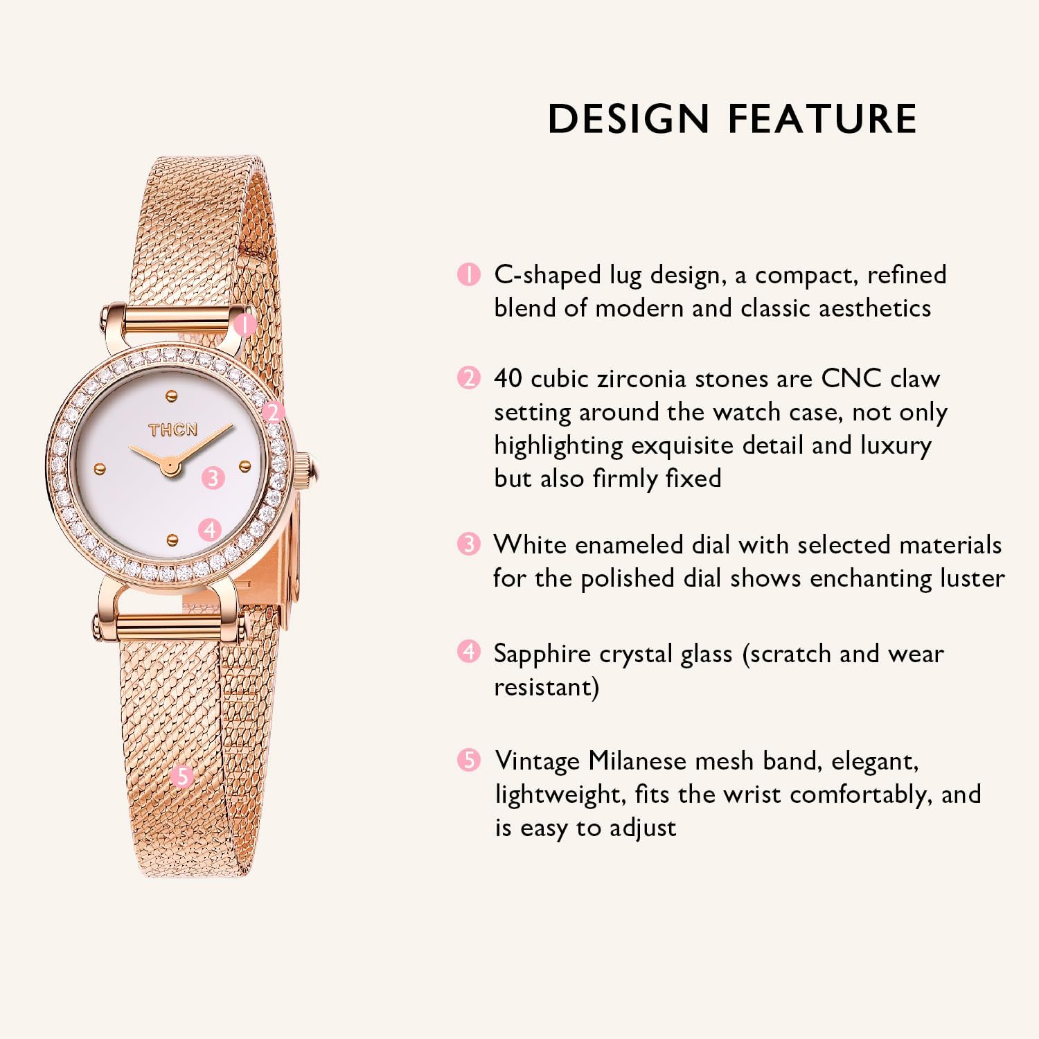 THCN Women's Watch, Gold Watches for Women with 40 Cubic Zirconia, Stainless Steel Sapphire Glass Japanese Quartz Movement, Gift for Her - Image 3