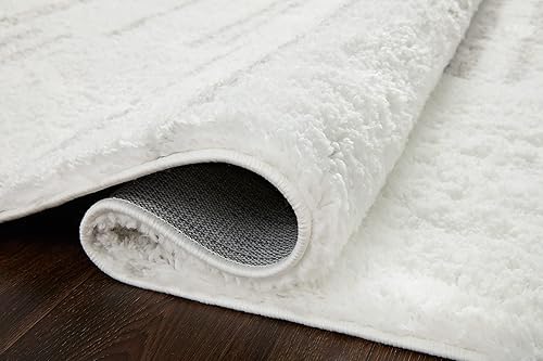 Miniatura 5 de Loloi II Bliss Shag Collection BLS-02 - Alfombra decorativa de 2 pies y 3 pulgadas x 4 pies, color blanco y gris