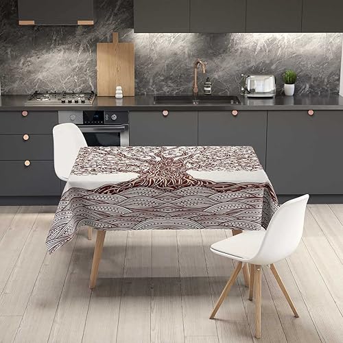 Vista 49 de Mantel de acuarela Redondo para Mesa De 4 Sillas Coral Verde Pálido Negro Mantel rústico Decoración de mesa 30 x 30 pulgadas Abstract_07