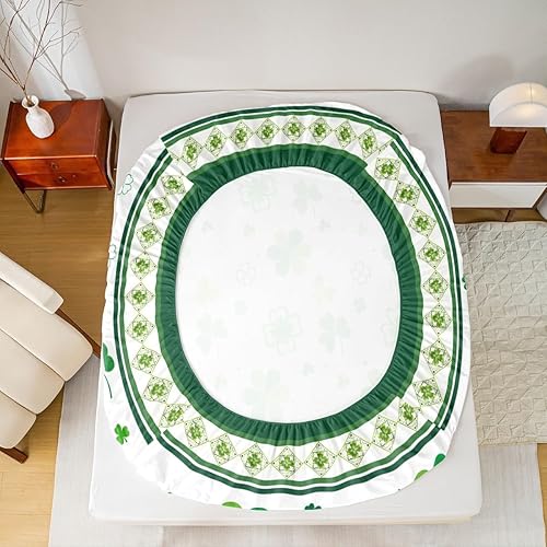 Miniatura 5 de Manfei Juego de sábanas del Día de San Patricio tamaño matrimonial, juego de sábanas de tréboles de la suerte de 4 piezas con sábana bajera de
