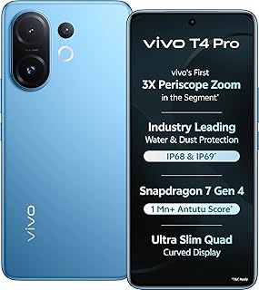 vivo T4 Pro 5G (Nitro Blue, 8GB RAM, 128GB Storage) | 50MP + 2MP + 50MP Triple Camera | 32MP Selfie | 6.77" FHD+ Display | Price In India
