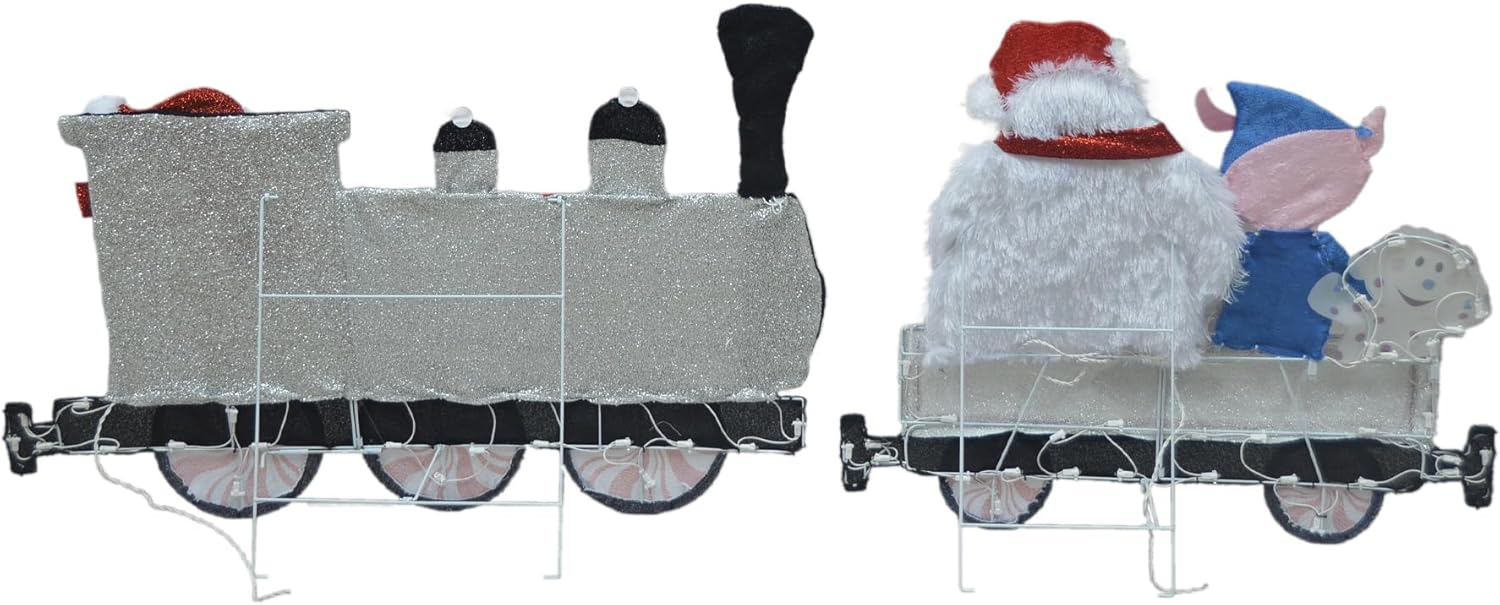 Rudolph Silver LED 79-Inch Christmas Train Yard Decor