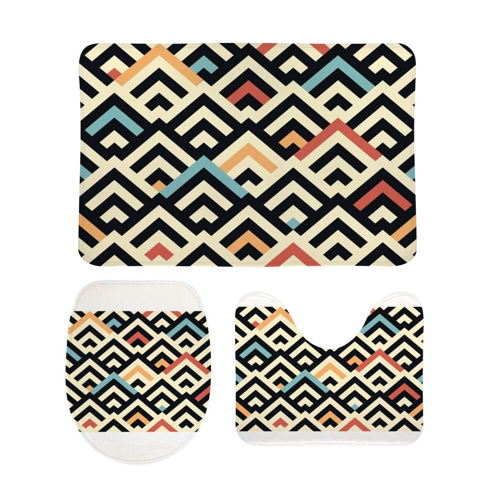 Lot de 3 tapis de salle de bain antidérapants avec tapis en U et housse pour abattant de WC