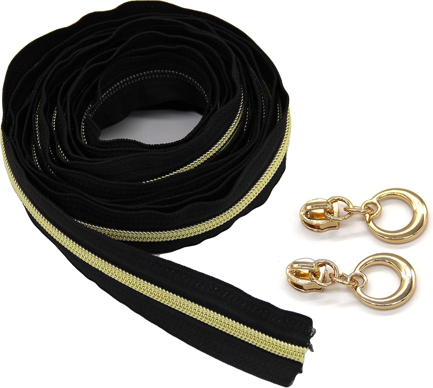 motokano 10PCS #5 Nylon Zippers 5 Yards Sewing Zippers Bulk DIY Golden Zipper Slider-Long Zippers for Tailor Sewing Crafts Bag (Star)