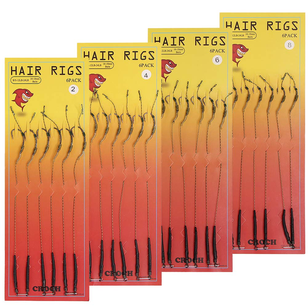 Carpfishing Anzuelos de Pesca de Carpa - 24pcs Aligner Rigs, Carpfishing 2, 4, 6, 8
