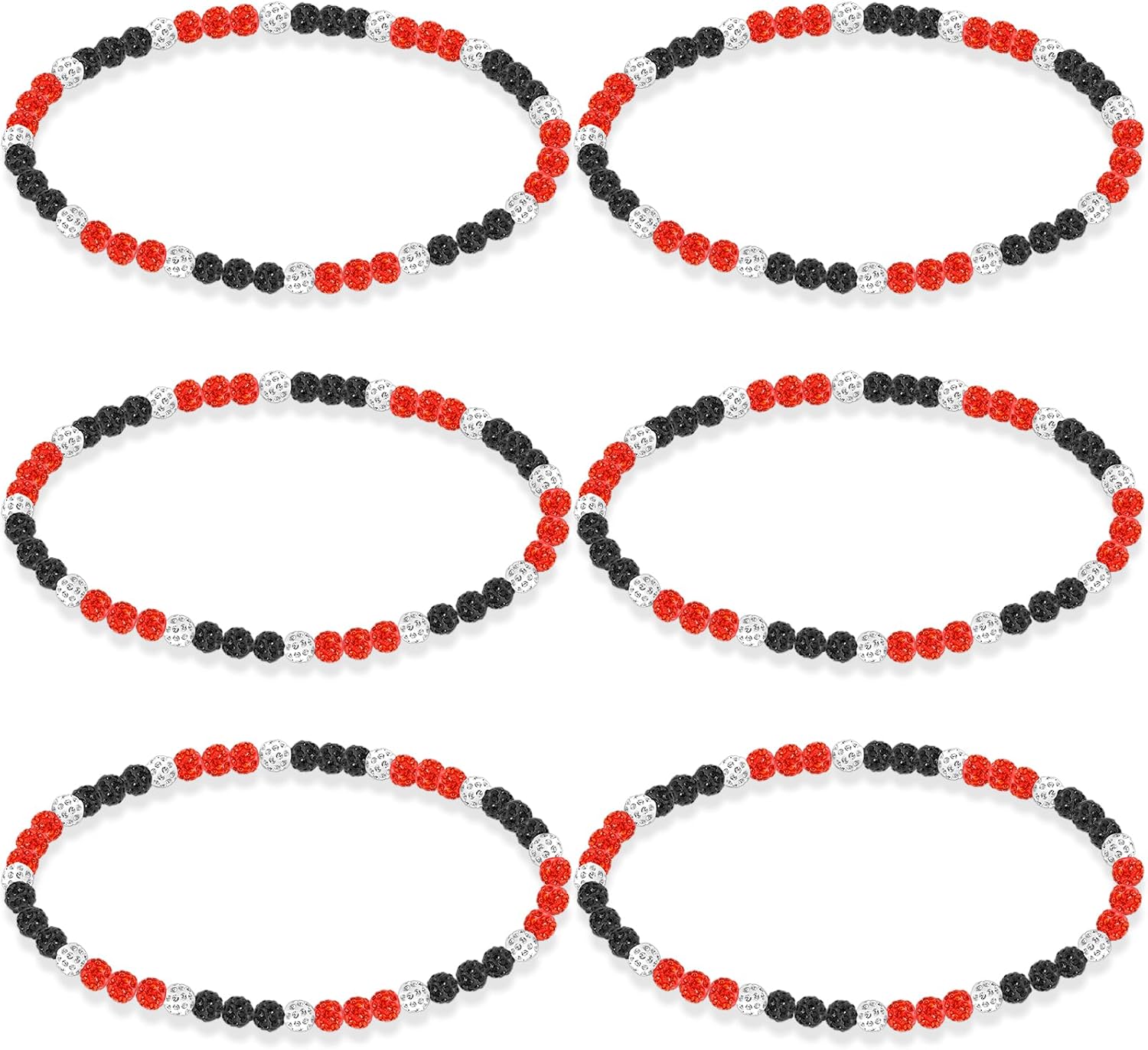 Liliaafar 6 Pcs Baseball Beaded Necklace for Teenager Bling Rhinestone Clay Beaded Necklace Gifts for Sports Team Fans