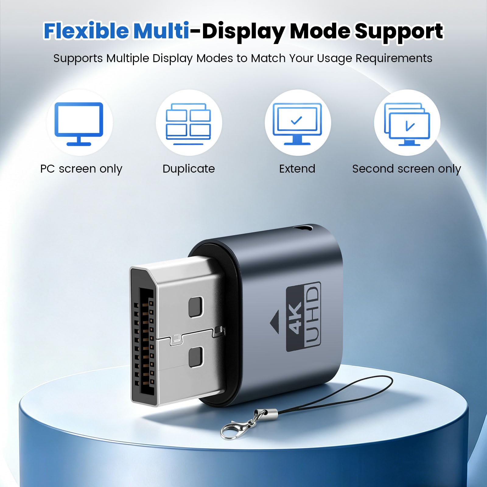 DP Dummy Plug 4K DisplayPort Adattatore display virtuale con portachiavi, emulatore EDID Headless Ghost per desktop remoto e server, emulatore di scheda grafica per PC, Mac, Linux (1 pezzo)