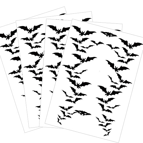 Tatuajes de murciélagos falsos, 4 hojas de tatuajes temporales de murciélago vampiro volador negro para disfraz de Halloween