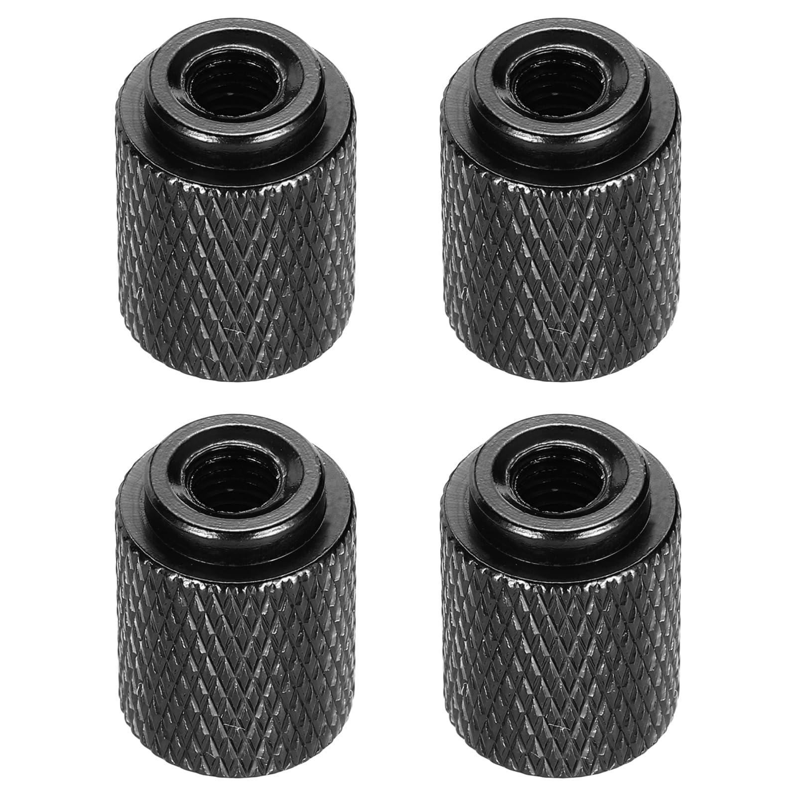 sourcing map 4pcs Knurled Thumb Nut, M5 12mm OD 16mm Height 6061 Anodized Aluminium Alloy Hand Screw Nut, Metal Chassis Screw for Machinery, DIY Assembly, Electronics, Bright Black
