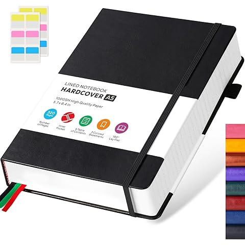 Hardcover Lined Notebook Journal for Writing, 320 Pages Leather Thick College Ruled...