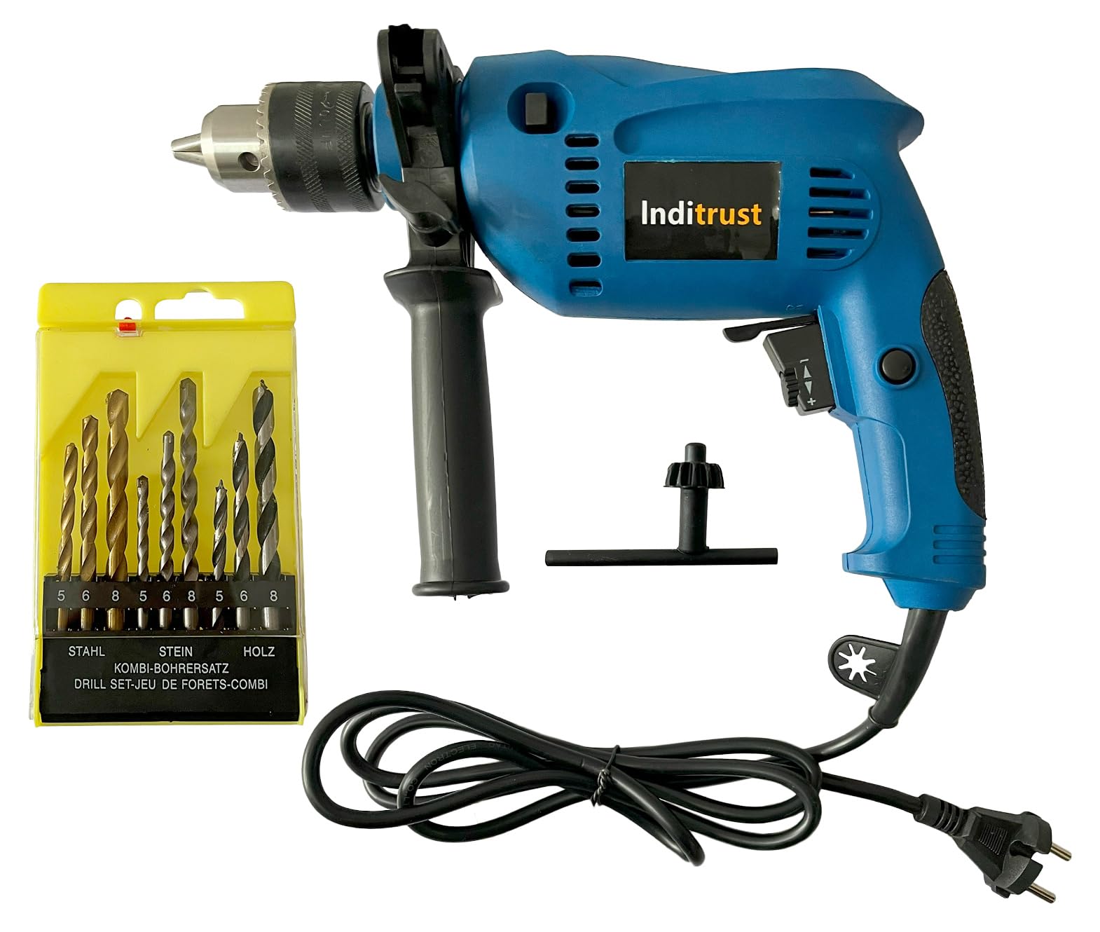 Inditrust 700W Impact drill machine set 6 Month warranty 100% Copper Winding with 9pc Drill bit set, 3Wall, 3 Wood and 3 Metal Bits. (BLUE)