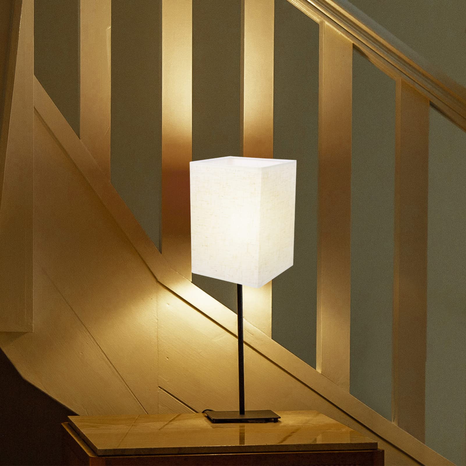 CHILDWEET Pantalla de Lámpara de Lino Cuadrada con Diseño Elegante y Fácil Instalación para Lámparas de Mesa Color Beige