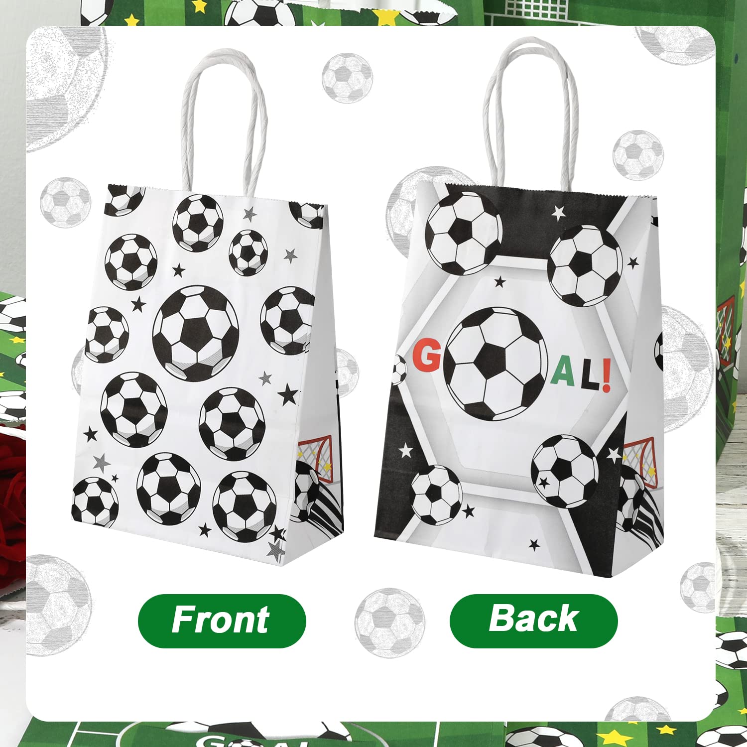 24 PCS Soccer Party Favor Bags - Soccer Themed Gift Bags For Birthday Parties & Goodie Bags - View #9