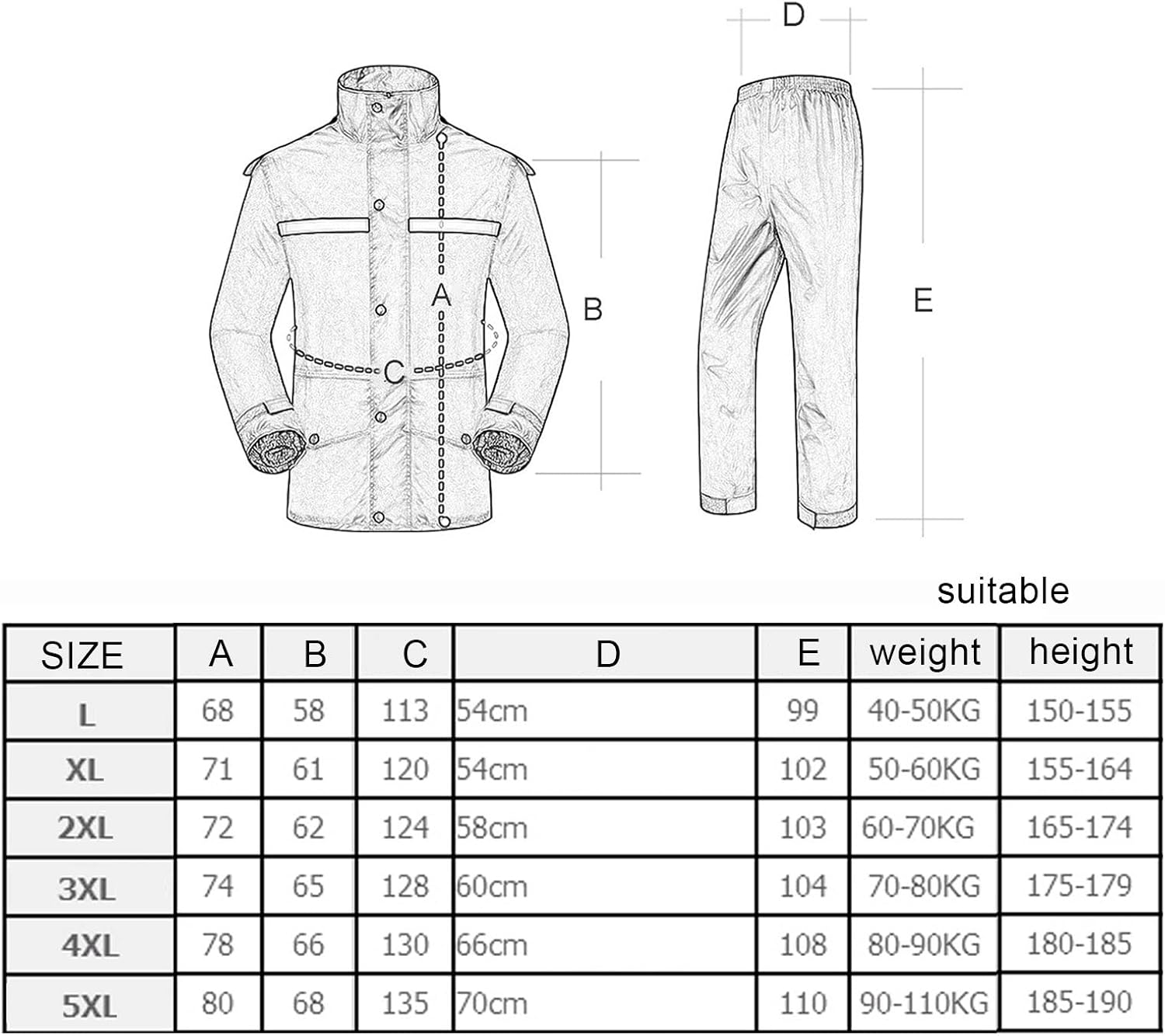 Amazon.co.jp: レインコート レインスーツ 上下セット 雨具 レインウェア  メンズ防水漁業距離（ジャケット＆ズボンスーツ、ハイキングキャンプ旅行のための防風フード付きレインコートレインギア - L/XL/XXL / 3XL /  4XL / 5XL (色 : 青, Size : XL) : ... レインコート レインスーツ 上下セット 雨具 レインウェア メンズ防水漁業距離（ジャケット＆ズボンスーツ、ハイキングキャンプ旅行のた