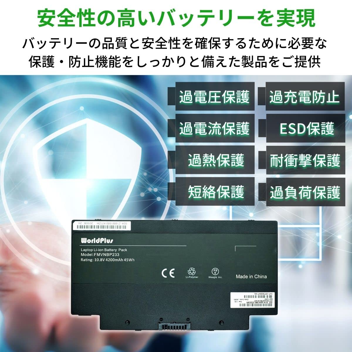 確認用 動作確認済み】富士通 ノートパソコン用バッテリー FMVNBP233 FPCBP424