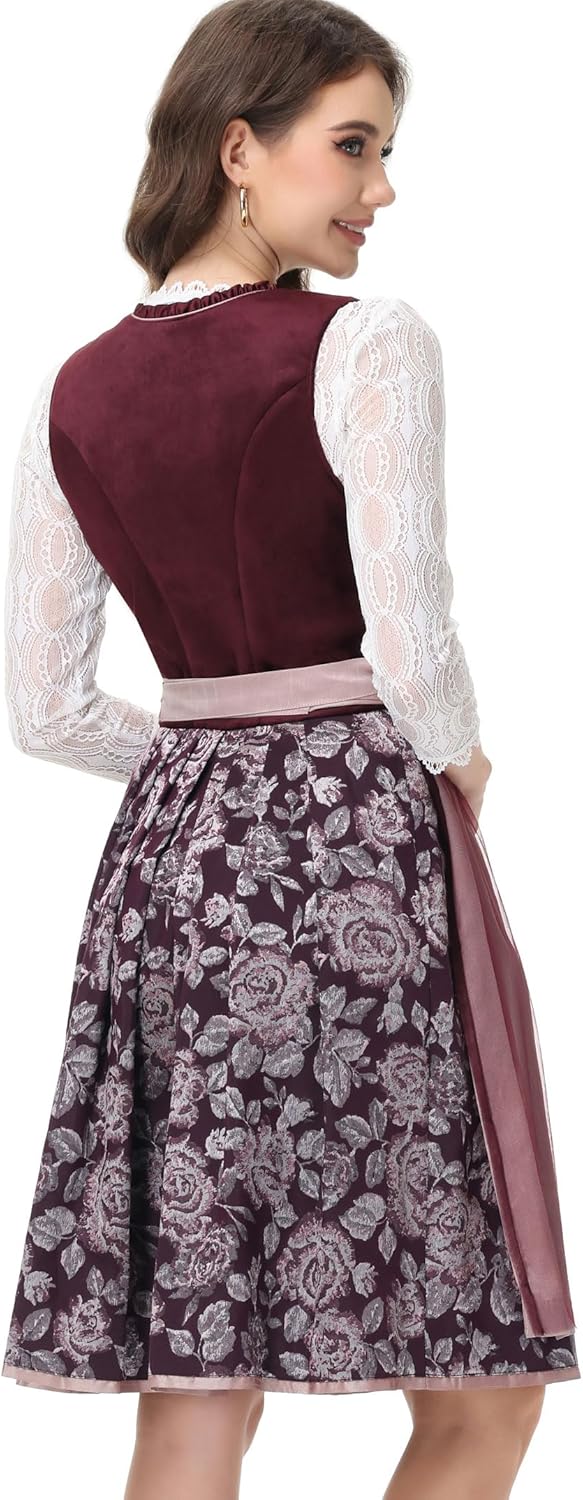 Women's German Dirndl Dress Bavarian Oktoberfest Halloween Carnival Costumes for Holiday - Image 4