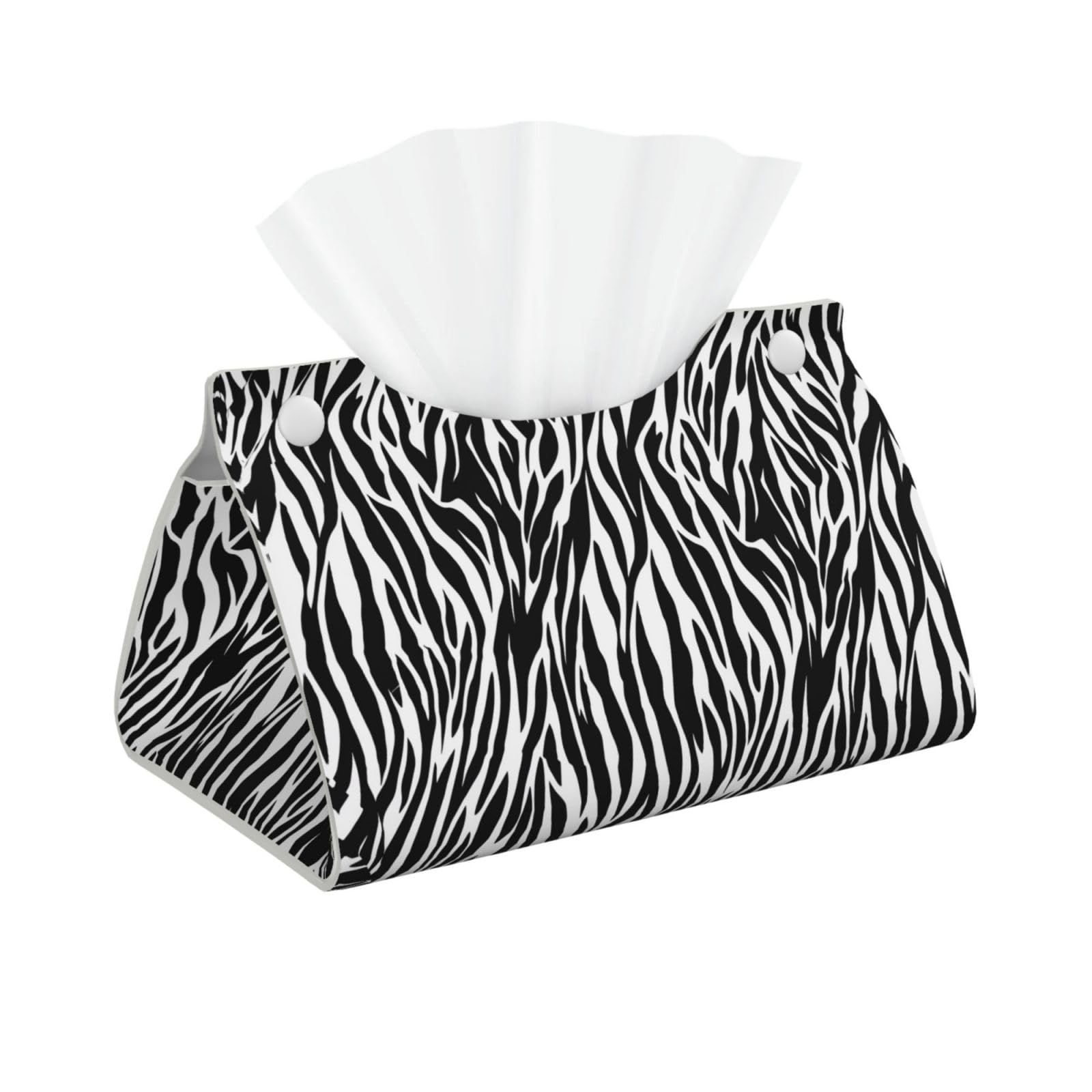Zebra Print Print Long Tissue Box Cover Holder Foldable Leather Organizer for Vanity, Nightstand, Desk & Bathroom