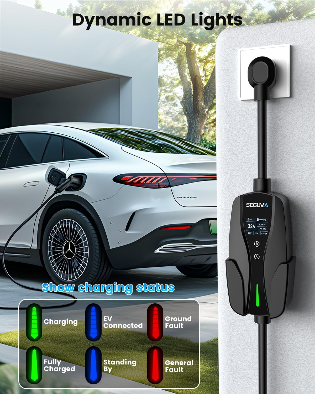 Dynamic LED lights indicating charging status