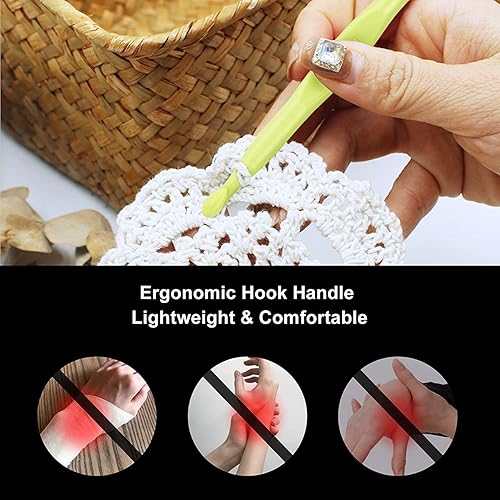 Miniatura 3 de Juego de agujas de tejer de ganchillo con mango de plástico ergonómico de 0.079 in, herramientas de tejido de hilo para entusiastas del ganchillo