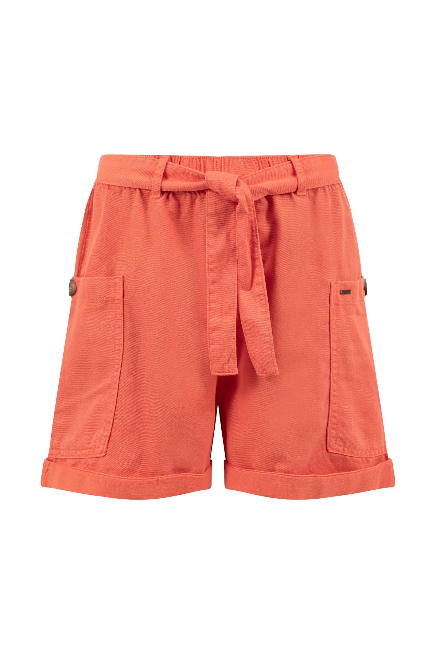 Weird Fish Women's Cynthia Cotton Twill Shorts in Orange | Size: 14
