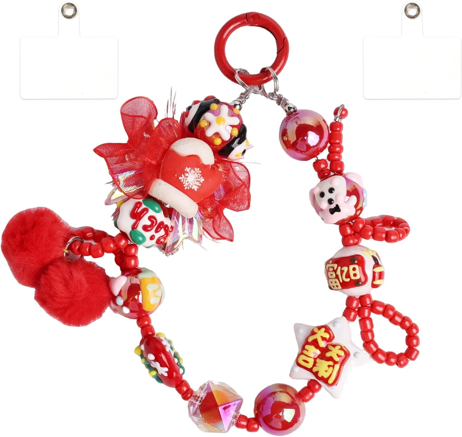 Cute Handpainted Phone Charms Colorful Beaded Phone Charm Strap Hands-free Cellphone Wrist Strap for Women Girl