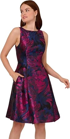 Adrianna Papell Jacquard Envelope Short Dress
