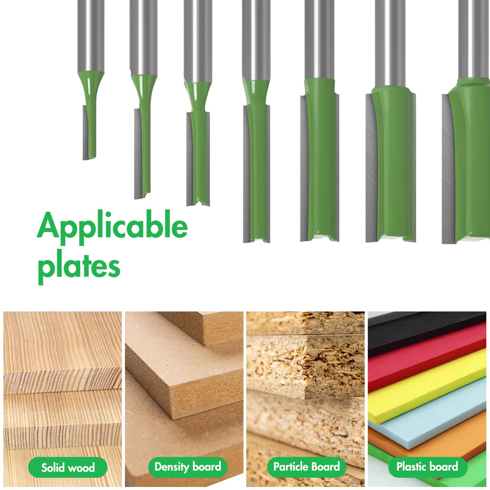 Marstey Jeu 7 Fraises Droites 1/4" - Diamètres 3 à 12mm - Tige 6mm Pour Défonceuse