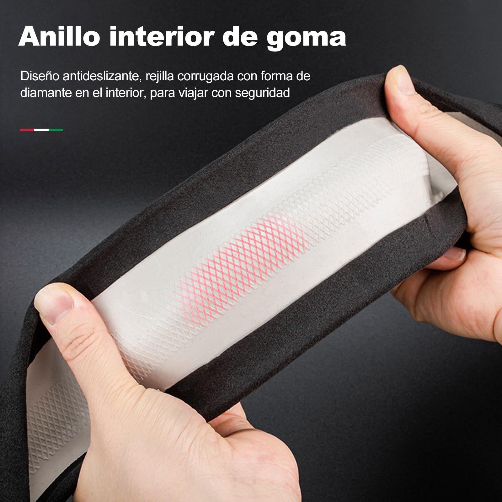 Ergocar Funda Volante De Coche Antideslizante Volante De Coche Protector Gamuza de Microfibra Caliente del Invierno Para Volante Diámetro 38cm (15 ") (Negro Azul)