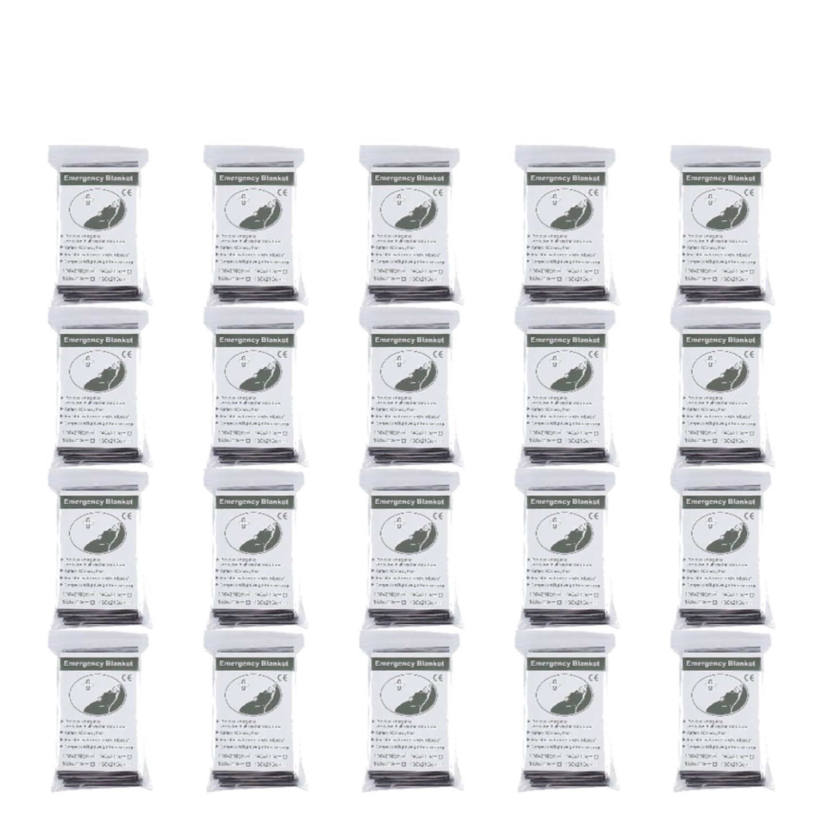 Manta de Emergencia for Exteriores, botiquín de Primeros Auxilios y Rescate, Manta térmica de Aluminio de 130x210cm for Campamento, 20-2 uds.(20 Pcs)