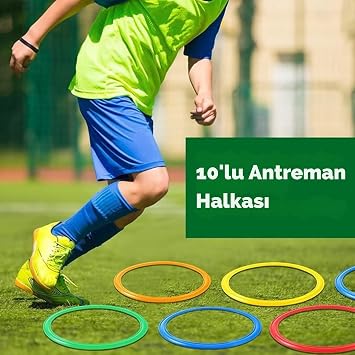 eviklik Antrenman Halkas  Seti 10 Renkli 12 Ba lant l   ocuk ve Yeti kin Egzersiz Ekipman  Futbol H z Koordinasyon Kondisyon Spor Aksesuar