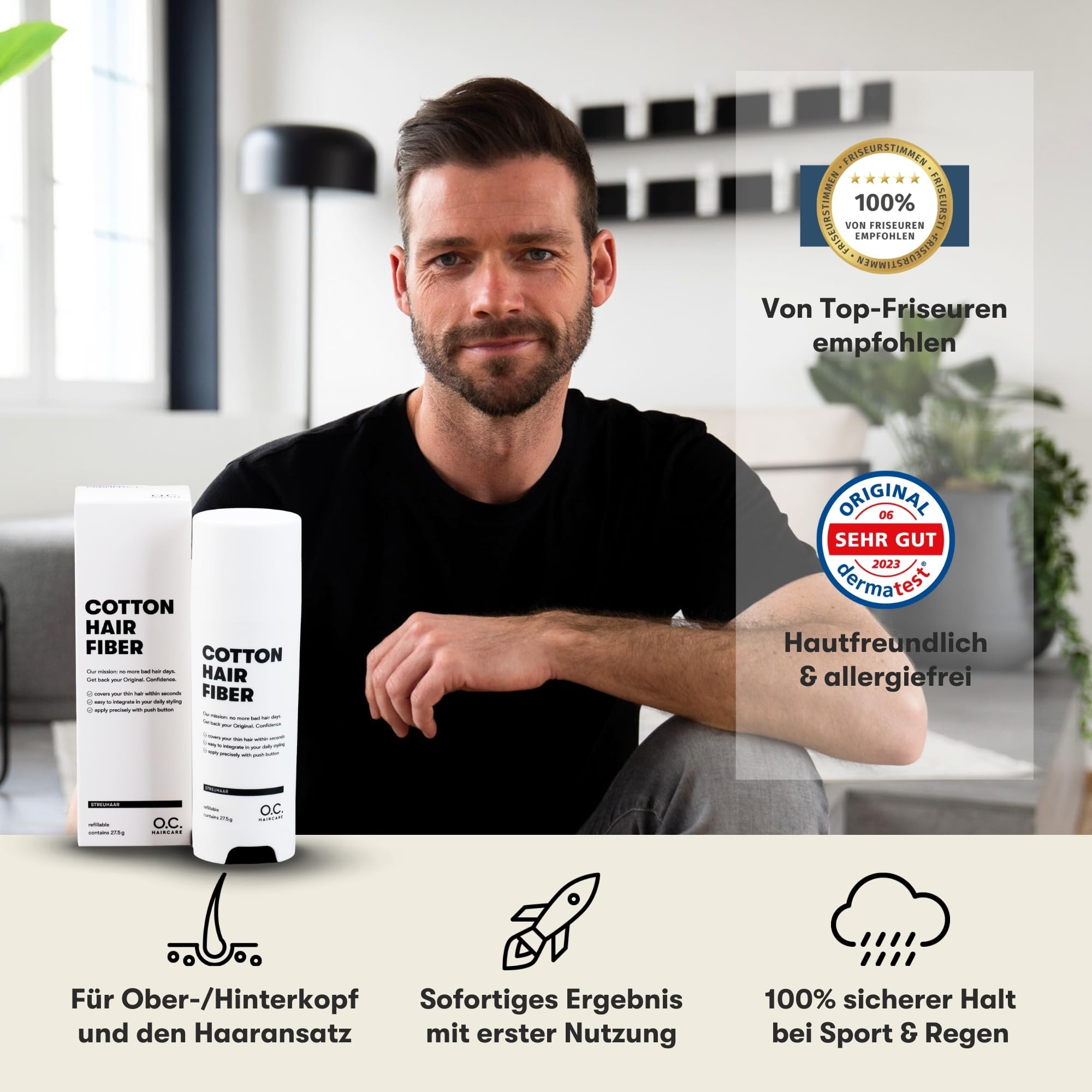 O.C. HAIRCARE Hair Thickening Fibres, for partings bald spots on the top and back of the head, recommended by leading salons - Image 3
