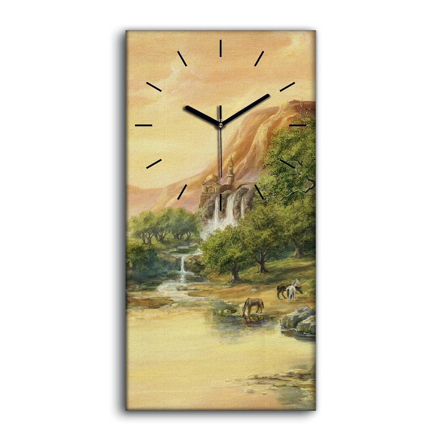 Horloge sur toile silencieuse sans tic-tac avec paysage de montagnes