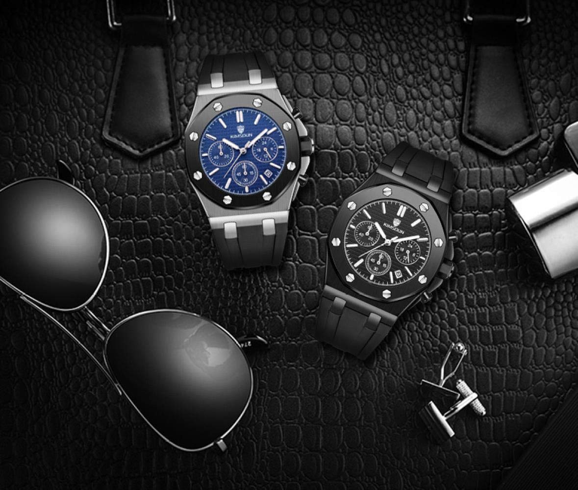 Ourui Orologi Da Polso,Cronografo A 3 Occhi E 6 Lancette Con Cinturino In Silicone Orologio Al Quarzo Impermeabile Con Calendario, Q