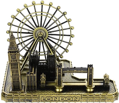 FOMIYES Retro City London Eye Big Ben Tower Bridge Modelo Reino Unido Decoración Vintage Estatua de Metal Estatua Estatua Decoración de Escritorio